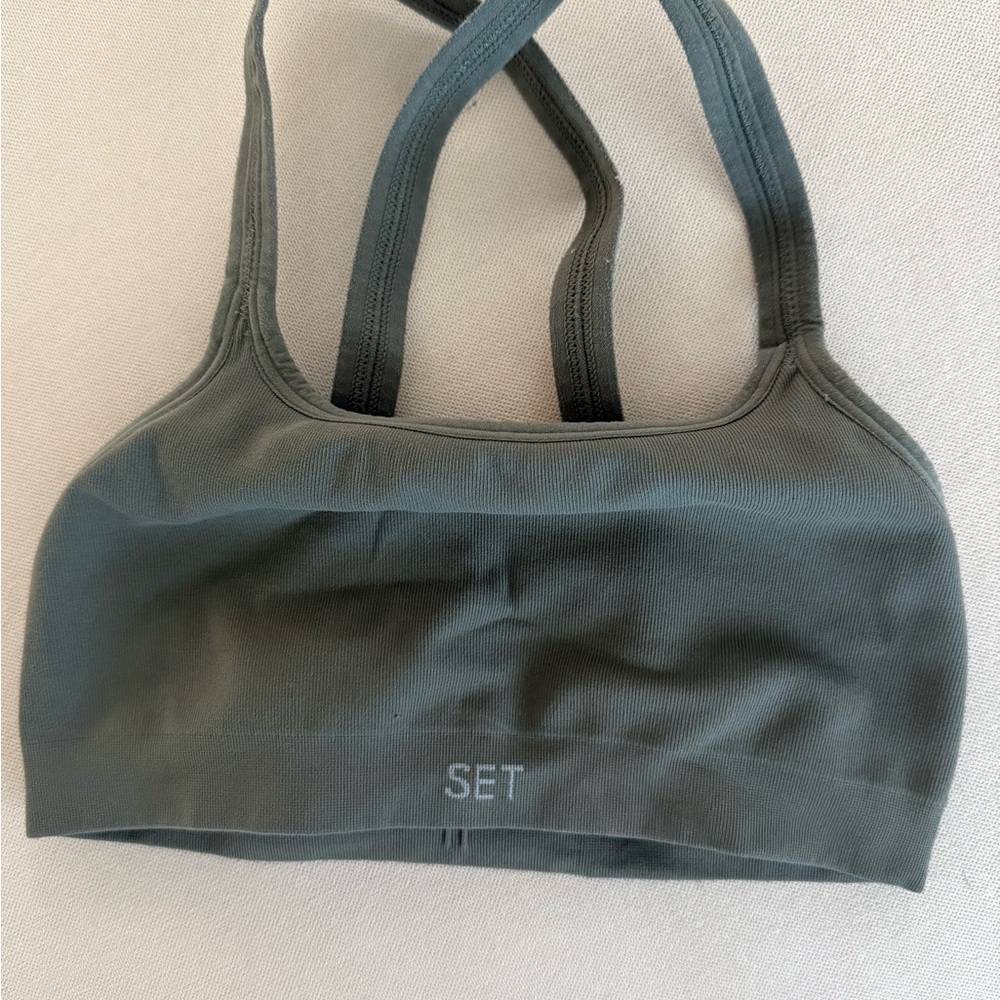 SET Active sage green sports bra size small